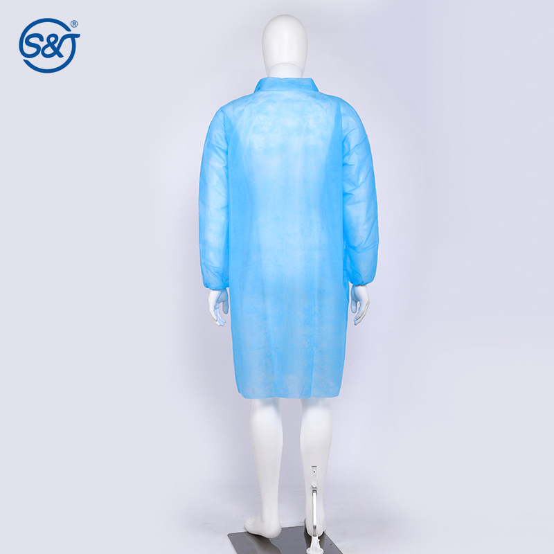 S&J Supplier price antistatic lab coat cleanroom PP blue disposable lab coats