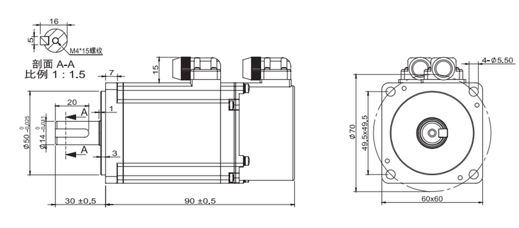 Speed Gate Motors 1000 Lines Speed Gate Motors 0.64Nm Servo Motor 3000RPM