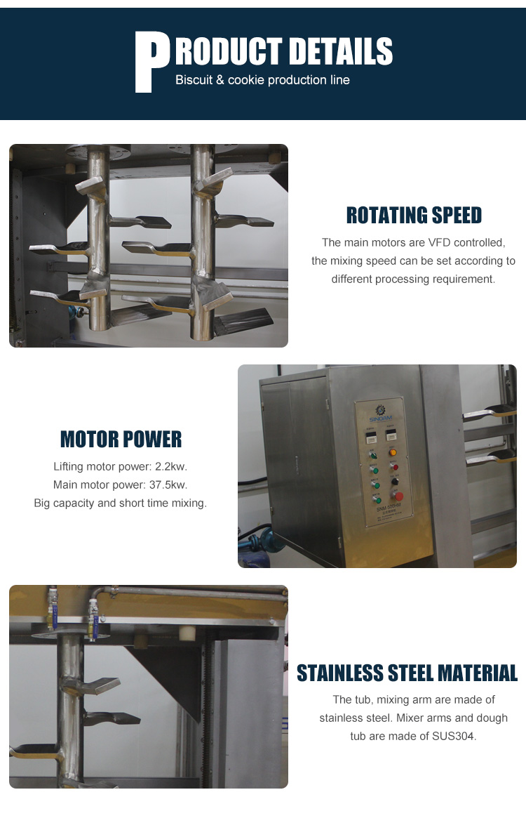 600Kg Per Batch Biscuit Making Machine Commercial Kneader Automatic Big Baking Vertical Dough Mixer