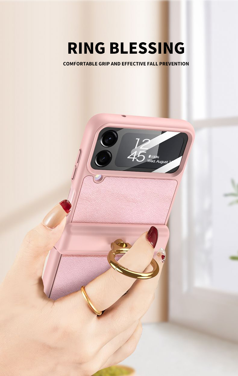Ultra-thin Vegan Skin Magnetic Suction Bracket Flip Case for Samsung Flip 4 2023 5G