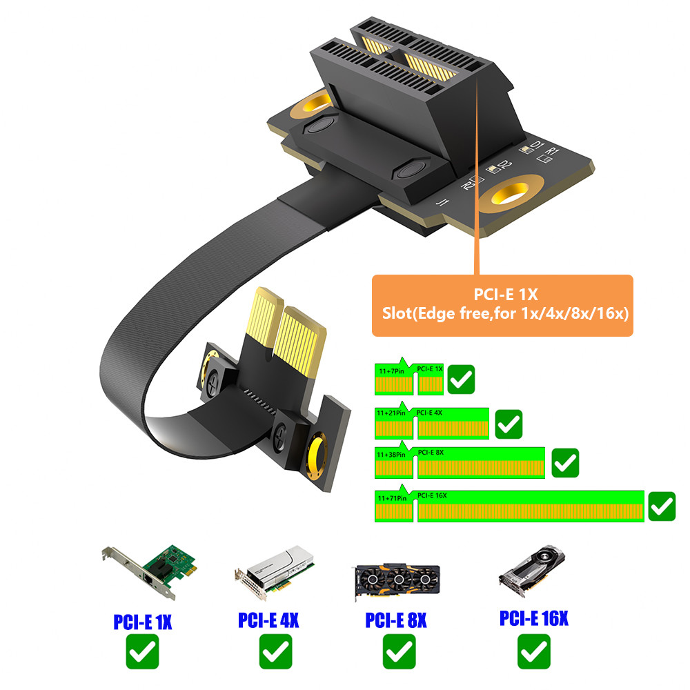 High Quality PCI-e PCI Express 36PIN 1X Extension Cable With Gold-plated Connector
