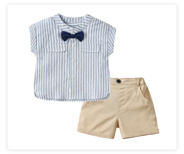 Children'S Outfit Sets Short Sleeve Top Bow Tie Casual Children'S Wear Two Piece