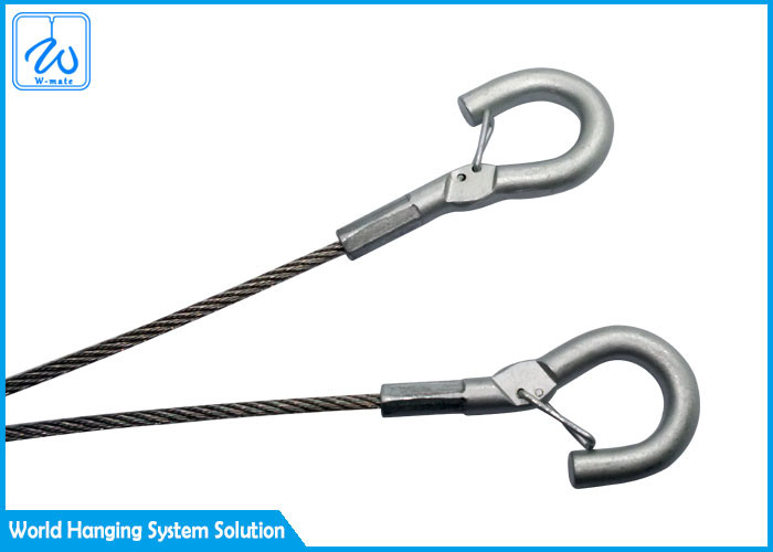 Galvanized Steel Wire Rope Sling 2 - Leg Wiht Hooks For Plant Hanging Basket