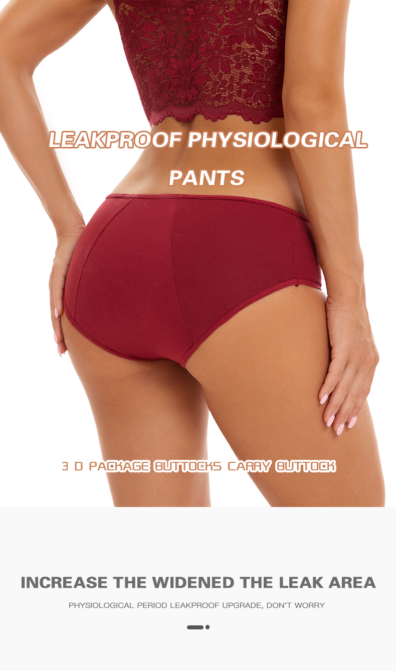 Cotton Women'S Leak Proof Underpants High Absorbing Mid Waist Underwear