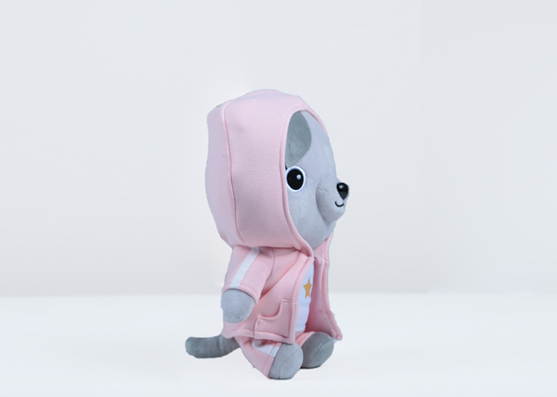 Pink / Grey Cat Soft Toy , Dressup Cotton Stuffed Animals For Decoration
