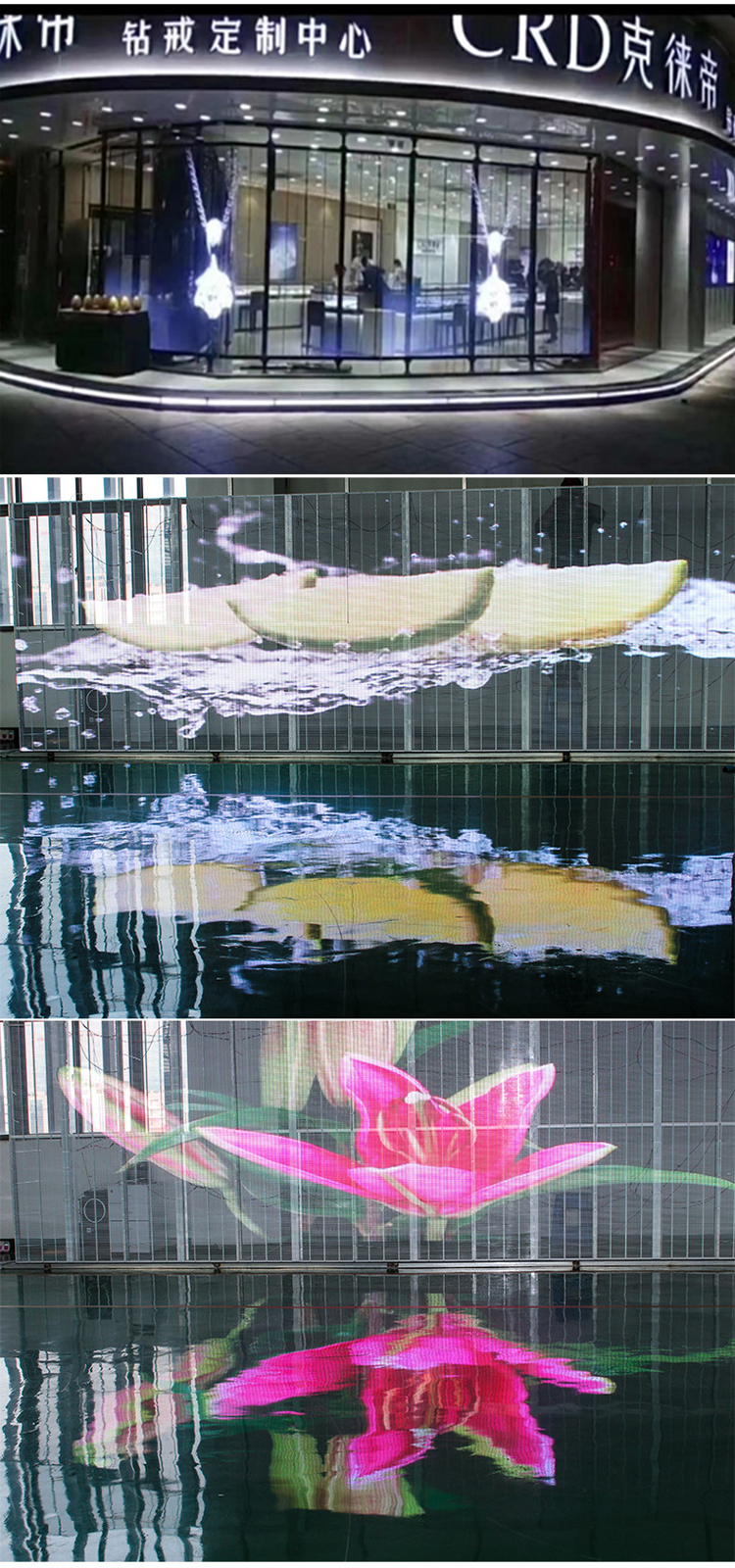 Outdoor Transparent Led Display Screen For Shopping Mall Storefront Curtain