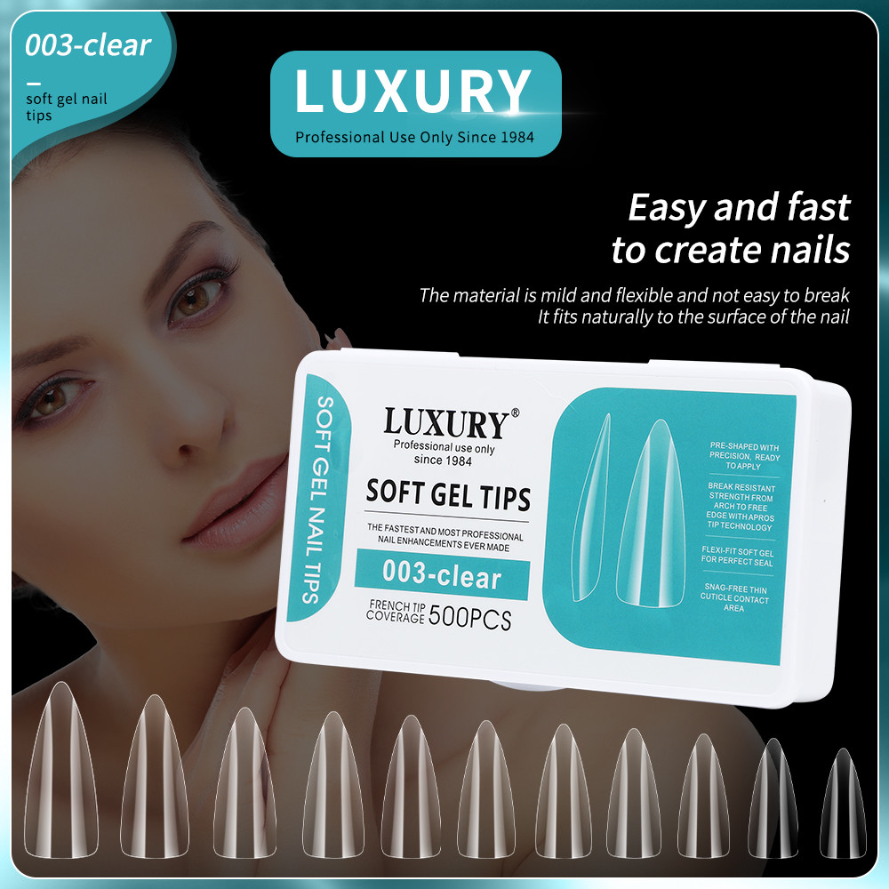 500pcs Sharp-Shaped Full Cover False Nails with Ultrathin Design for Nail Art