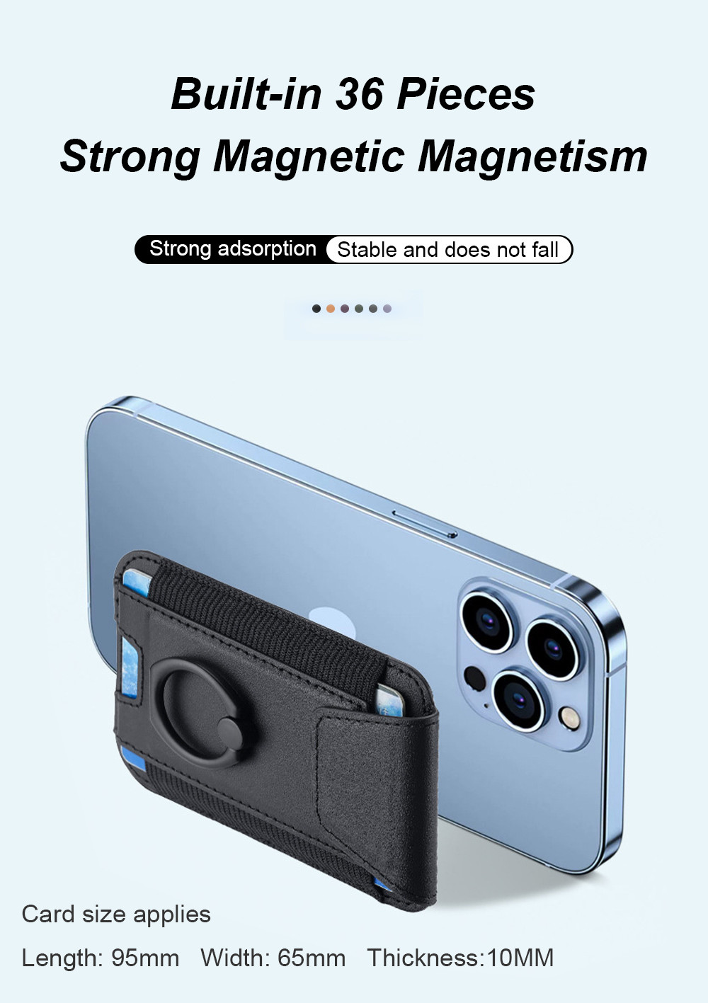 Embossed Logo Magsafe Phone Wallet Stand With PU Leather Material