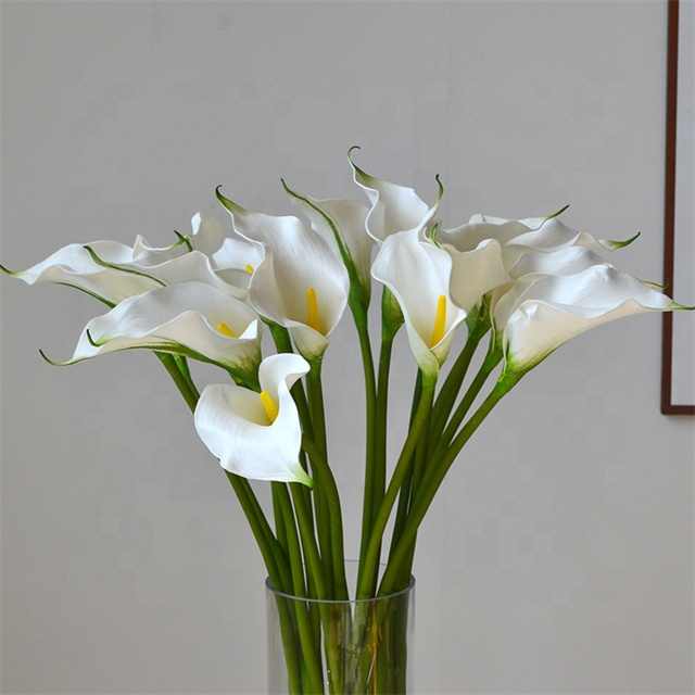 High Quality Real Touch EVA Artificial Flowers White Calla Lily for Table Center Piece Wedding Party Home Decoration