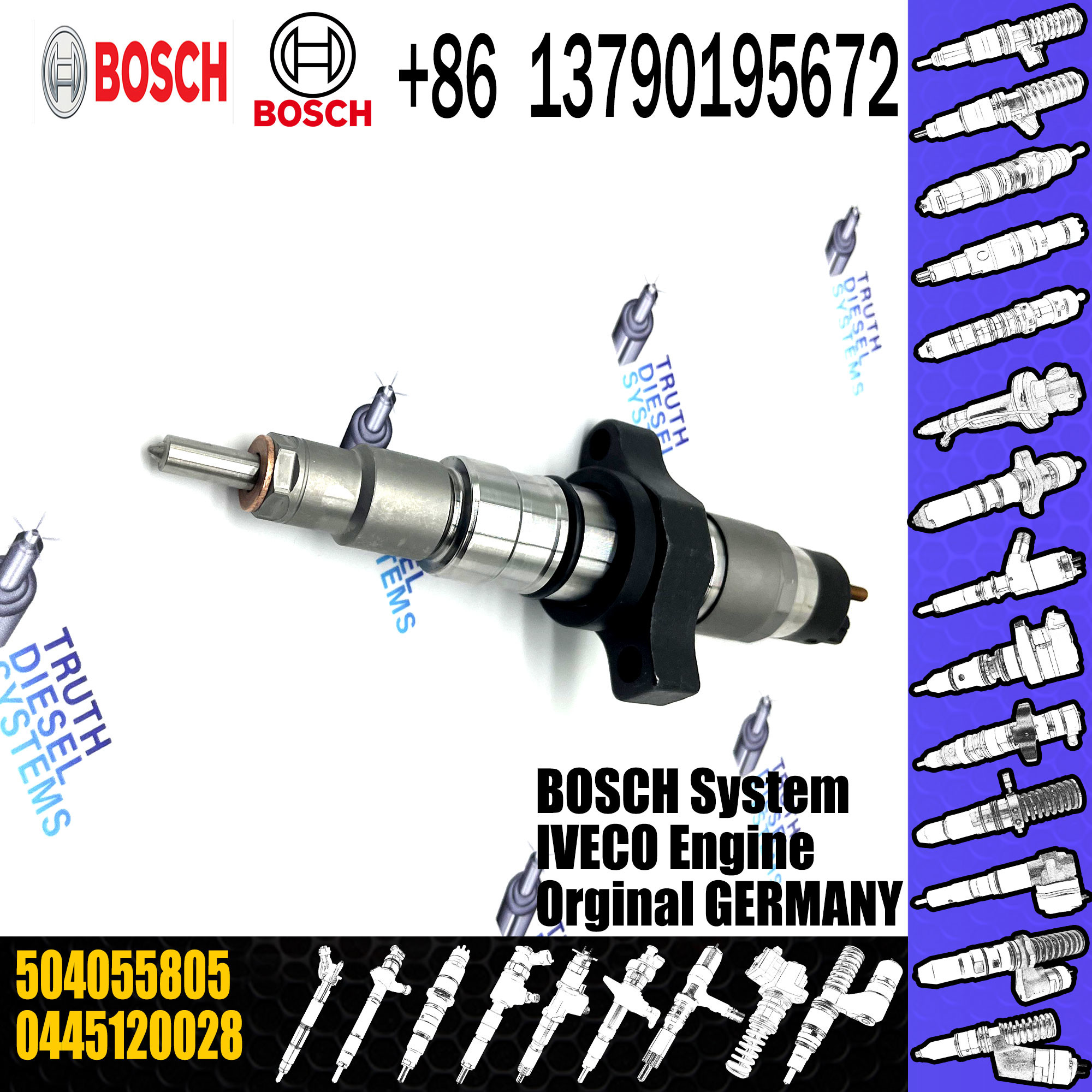 diesel fuel injector 0445120028 504055805 injector for Iveco Truck/Bus common rail injector 0445120028 504055805