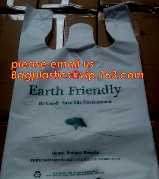 100% Compostable Carrier Plastic Biodegradable T-Shirt Bags With Logo, 100%