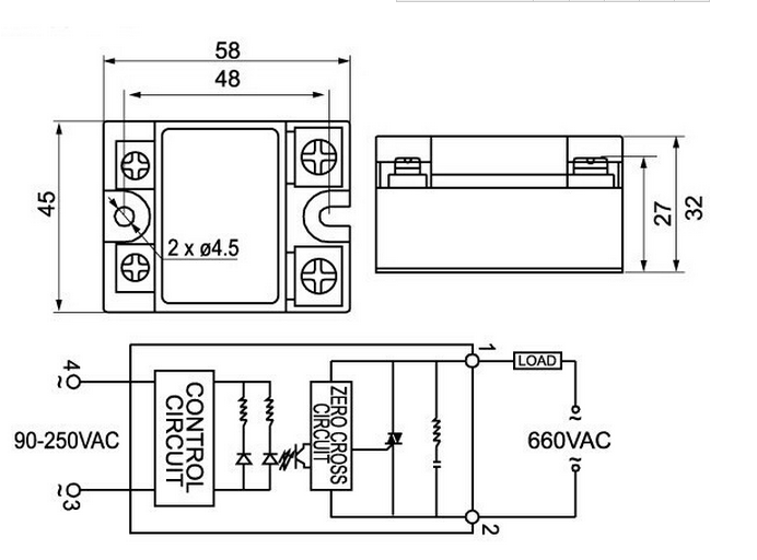 SSR 40DA 40A /250V 3-32VDC industrial one phase solid state relay