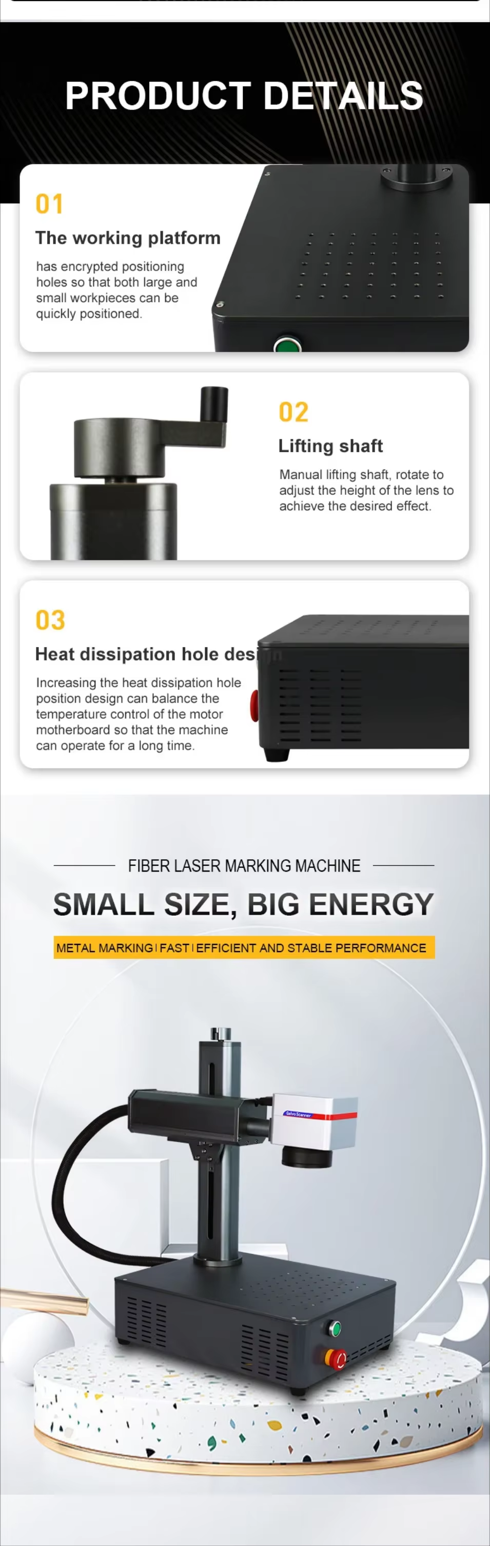 IPG Raycus Max JPT Source 20W 35W 60W Fiber Laser Marking Machine for Metal Advertising Industries Type Laser Printer
