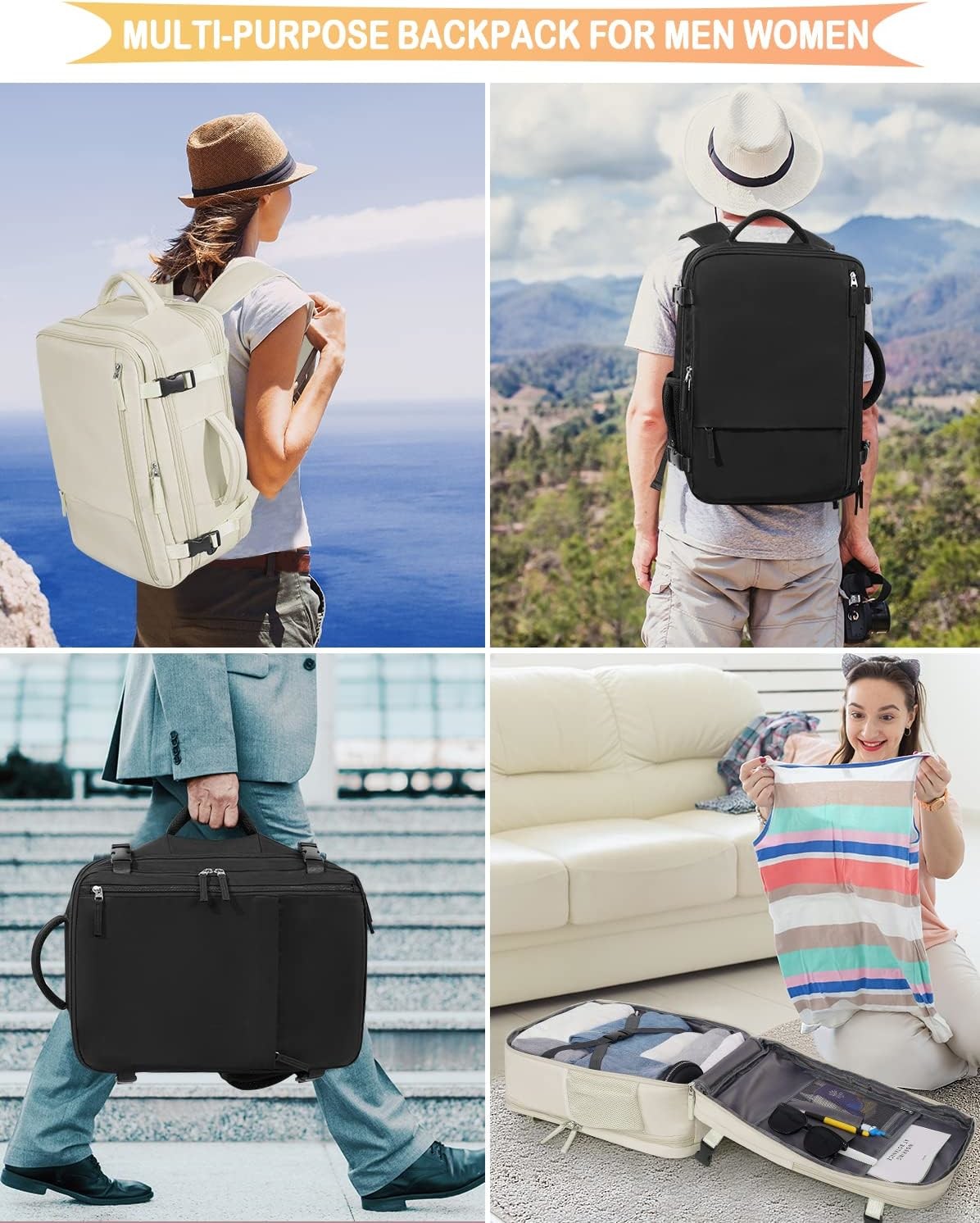 Travel Backpack Flight Airline Approved, Personal Item Bag For Women, Laptop Backpack, Waterproof Sports Casua
