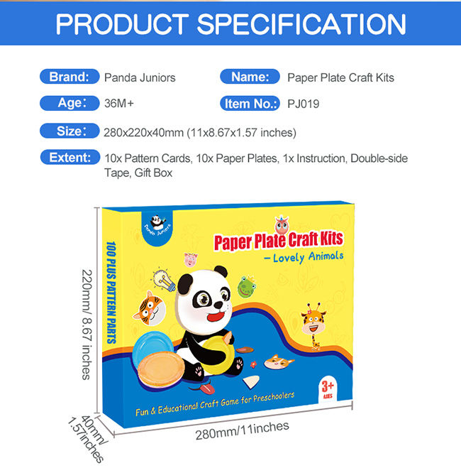 Creative DIY Animal Crafts Paper Plate Kit For Preschool 3-8 Years Kids 2