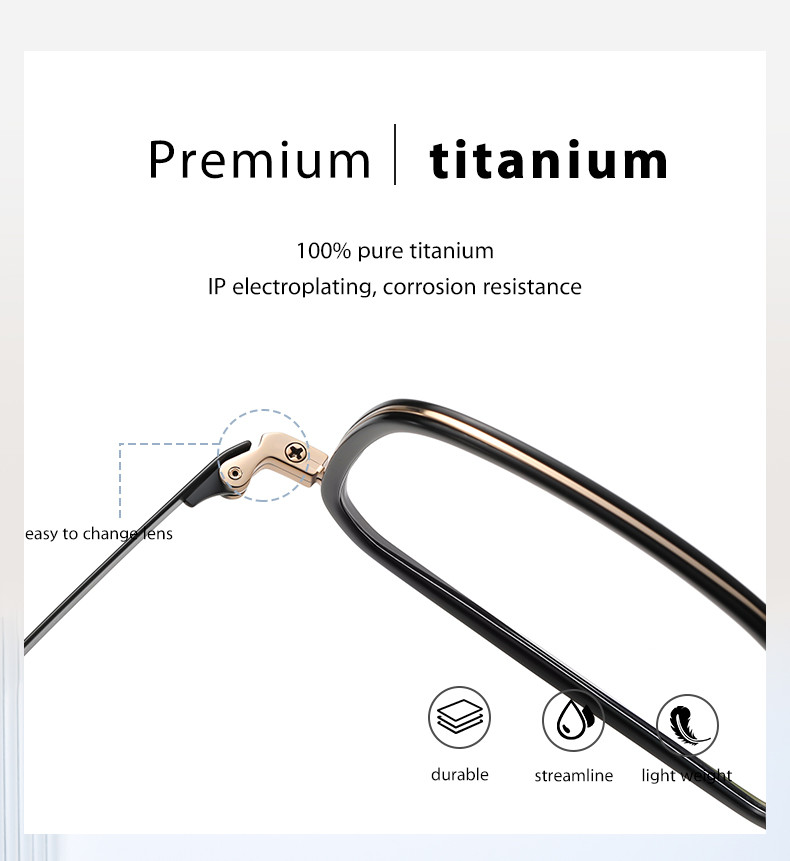 Clear Lens Acetate Titanium Glasses , Unisex Metal Frame Glasses