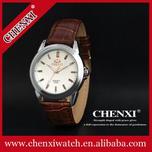 China Guangzhou Watch Supplier Stainless Steel Case Back Quartz Watch Leather Strap Watches Mens on sale
