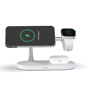 All In One Wireless Charging Station With ABS And Zinc Alloy Ambient Light