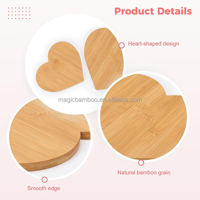 Sustainable Heart Shaped Bamboo Cutting Boards 3 Pcs for Professional Kitchens