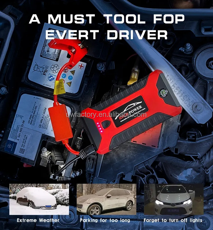 67KWh-168KWh Battery Capacity Car Jump Starter 600A Portable Starting Device 4USB 20000/99800mAh with High Capacity