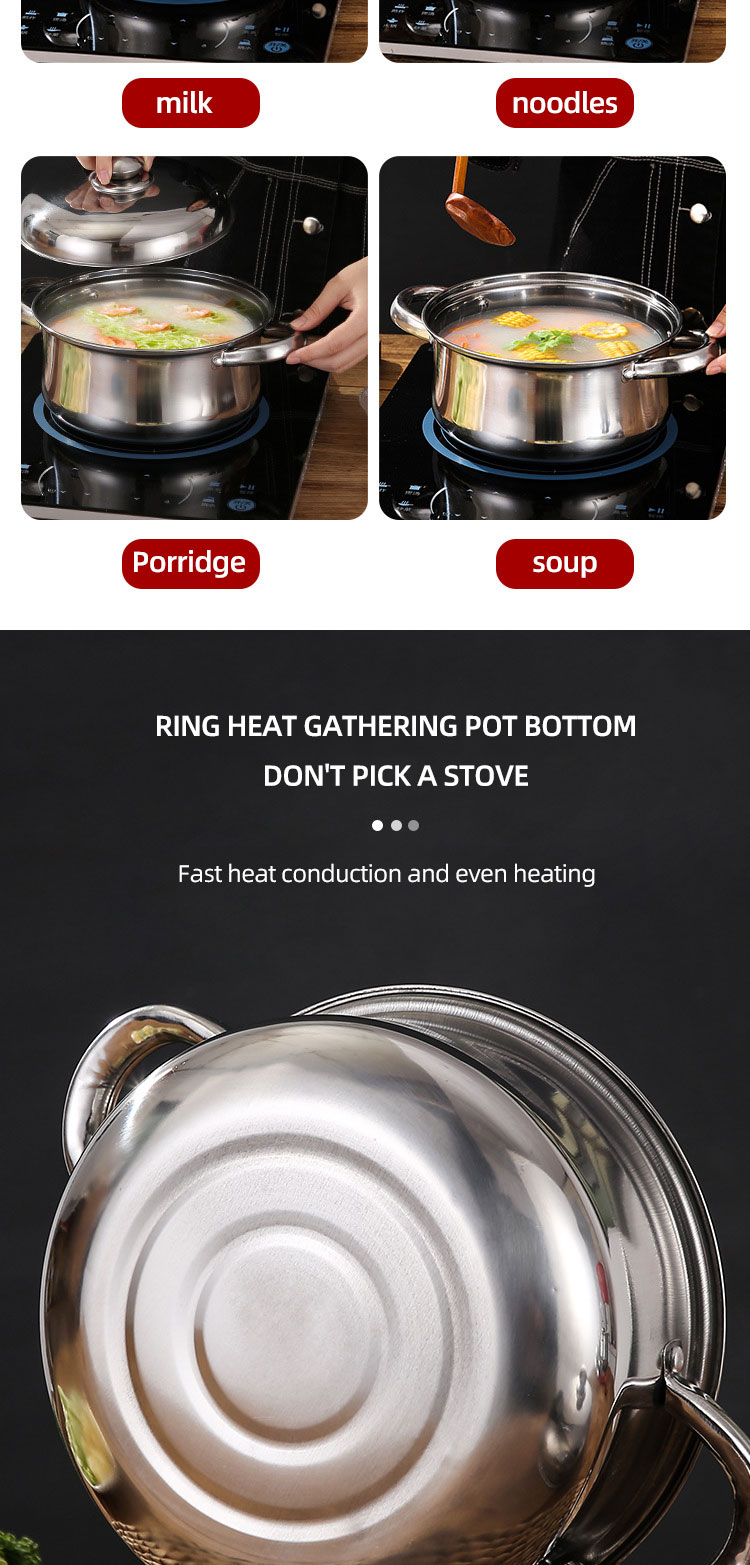 OEM/ODM 10 Piece Stainless Steel Cookingware Pot Set Cooking Pot Set Ollas Kitchen Ware Pot Cookware Sets
