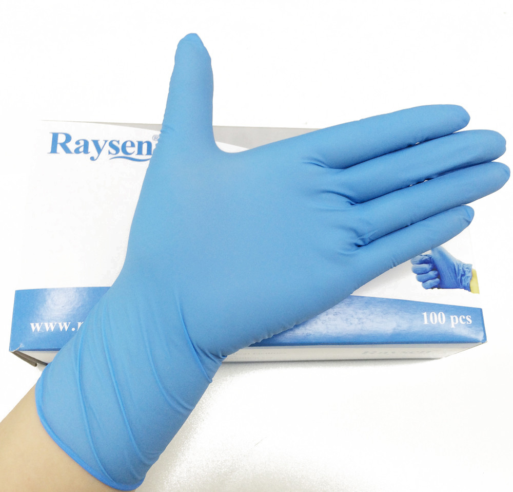 Size small large dipsosable powder free blue nitrile gloves for food processing and handling