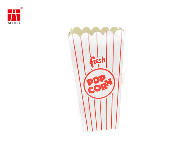 Red And White Popcorn Food Packaging Gift Boxes 2.9 X 2.9 Inch For Movie
