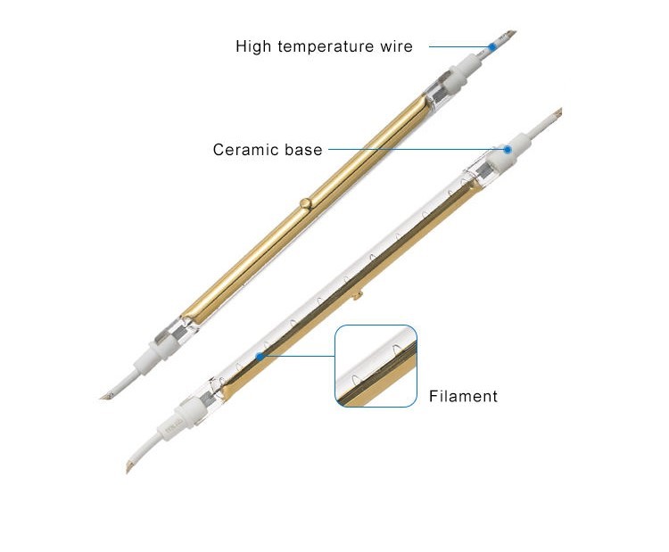 Gold Coating Quartz Heating Lamps RS Base for Heating applications