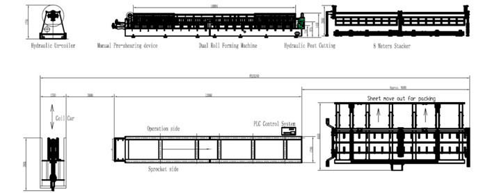 Metal Steel Roofing Sheet Roll Forming Machine , Double Deck Roll Forming Machine