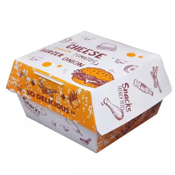 Paperboard Custom Printed Food-Grade Greaseproof Burger Boxes Eco-Friendly Fast