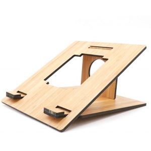 Amazon Creative Wooden Laptop Stand, Foldable Adjustable Computer Wooden MacBook