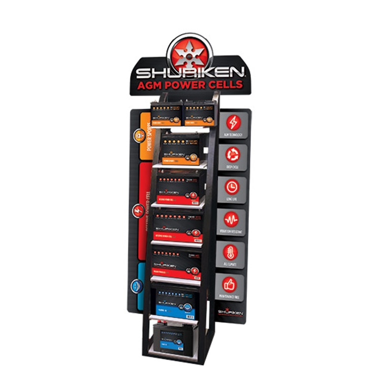 Lithium Battery Pop Pos Display Demountable JMT Battery Display Rack Metal For Battery Store