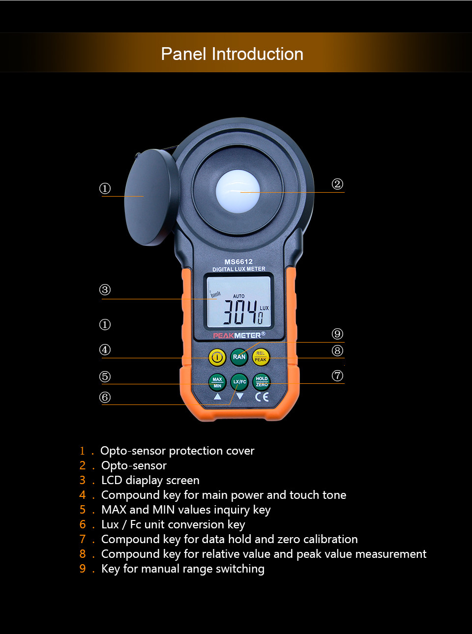 Electronic LCD Visible brightness Digital Luxmeter For Factory