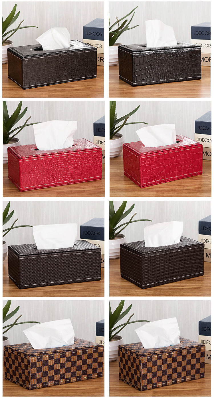 PU Leather Anti Moisture Rectangular Napkin Tissue Box Household Storage Organization