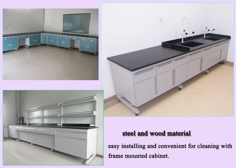 Aluminum Alloy U Shape Chemical Lab Desk Gray White Yellow