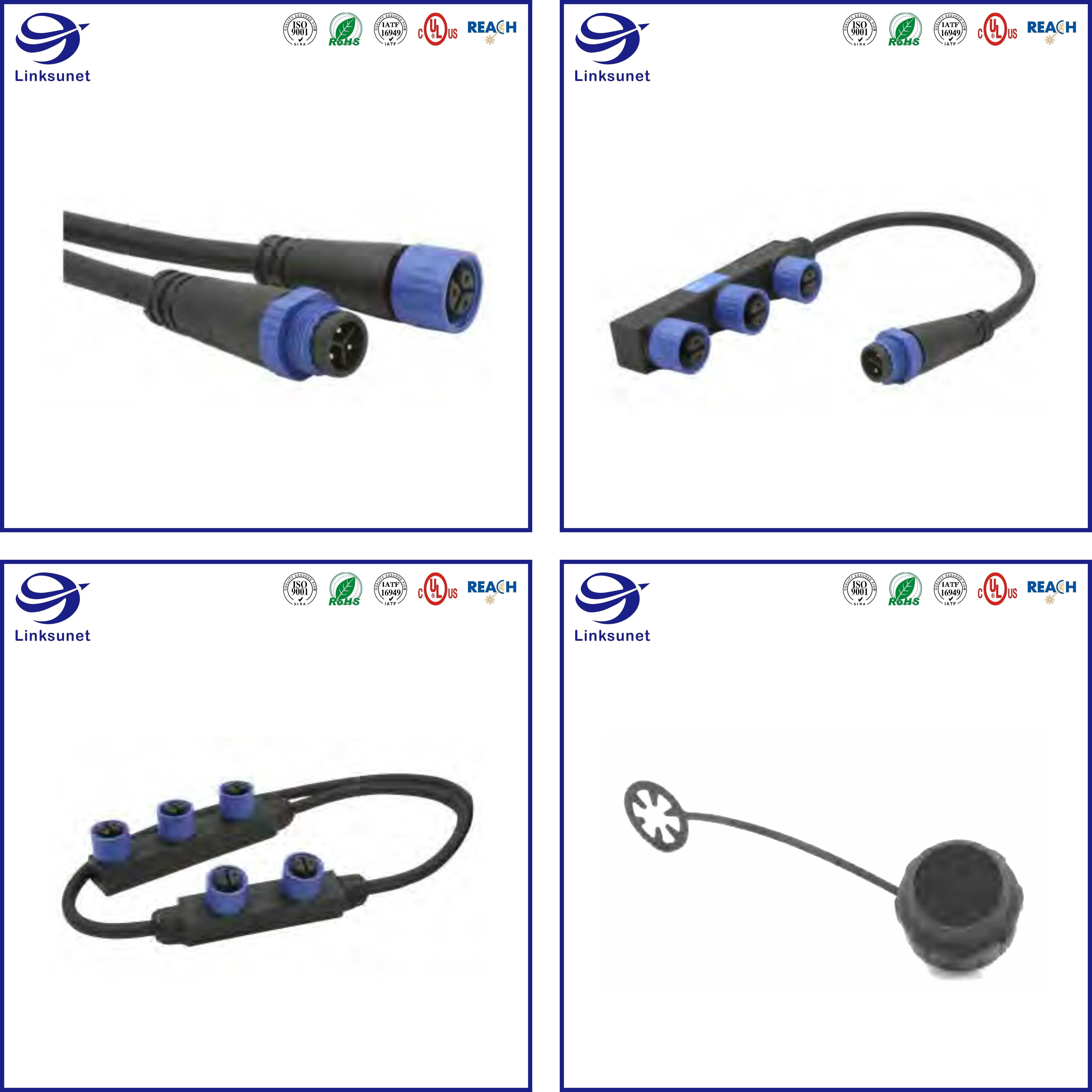 M15 IP68 300V Waterproof Circular Connectors for LED Street Lamp