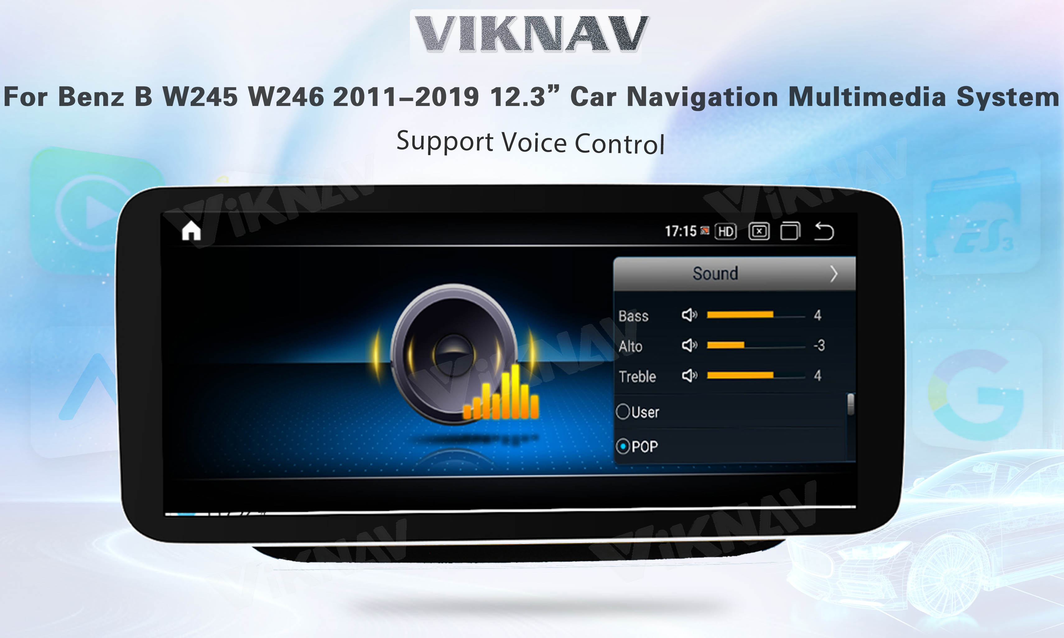 Viknav Android Car Radio For Mercedes Benz B Class W245 W246 2011-2019 12.3 Inch Multimedia Player GPS Navigation NTG5.0