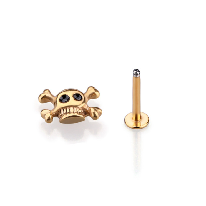 Surgical Steel Unique Lip Studs Cool Skull Free Labret Lip Rings Body Piercing Jewelry