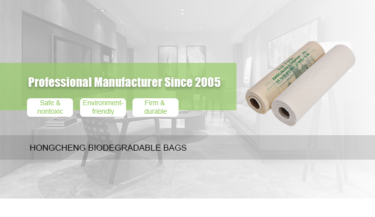 Green Garbage Bags made from Modified Corn Starch for Domestic Flat top T-shirt Roll