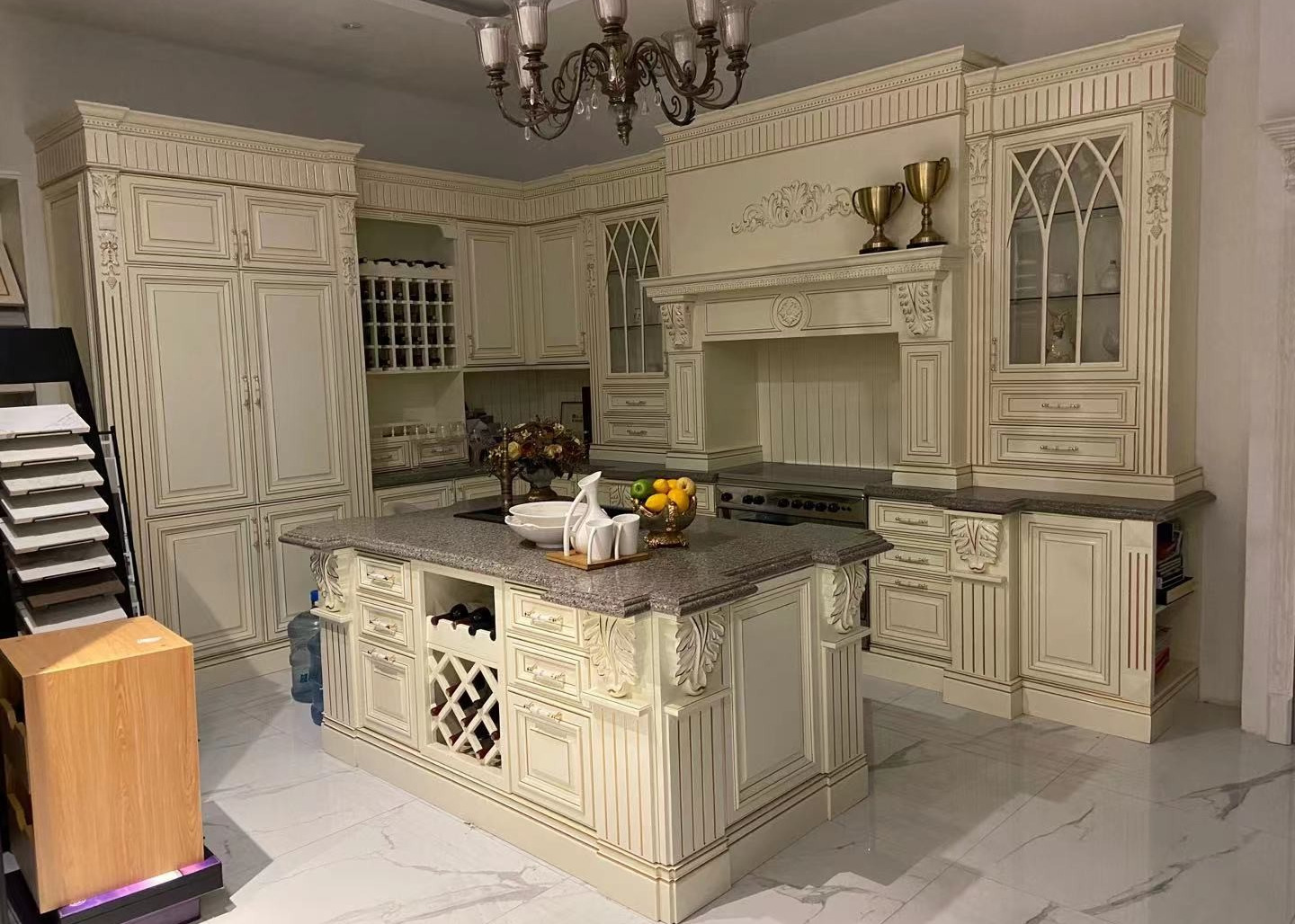 2000MM HPDL Contemporary Brown Solid Wood Kitchen Cabinets Farmhouse Cocina