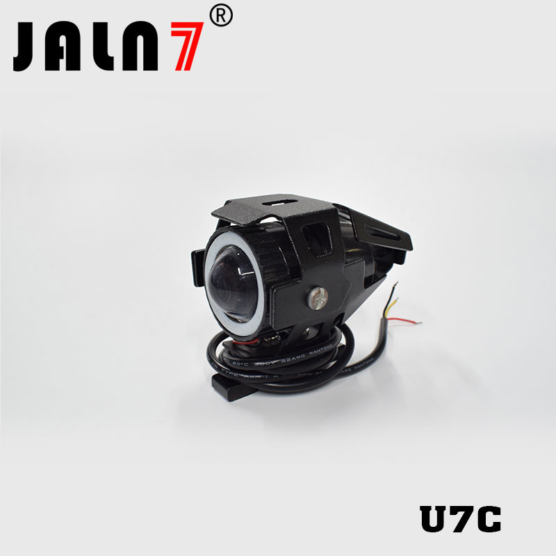 Motorcycle Headlight Led JALN7 U7C 15W Fog Driving Running Light with Angel Eyes Lights Ring Front Strobe Flashing