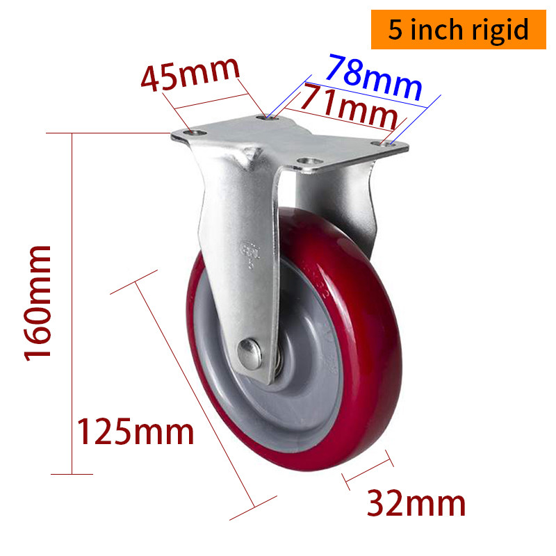 EDL Medium Duty 5inch 150kg Plate TPU Caster by Rigid, Swivel and Brake type