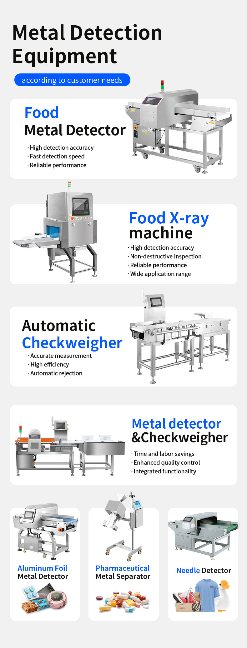 Food Grade Conveyor Belt automatic rejection Metal Detector machine with CE