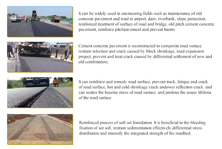 Cement Pavement Reconstruction High Temperature Rutting Resistance Fiberglass Geogrid