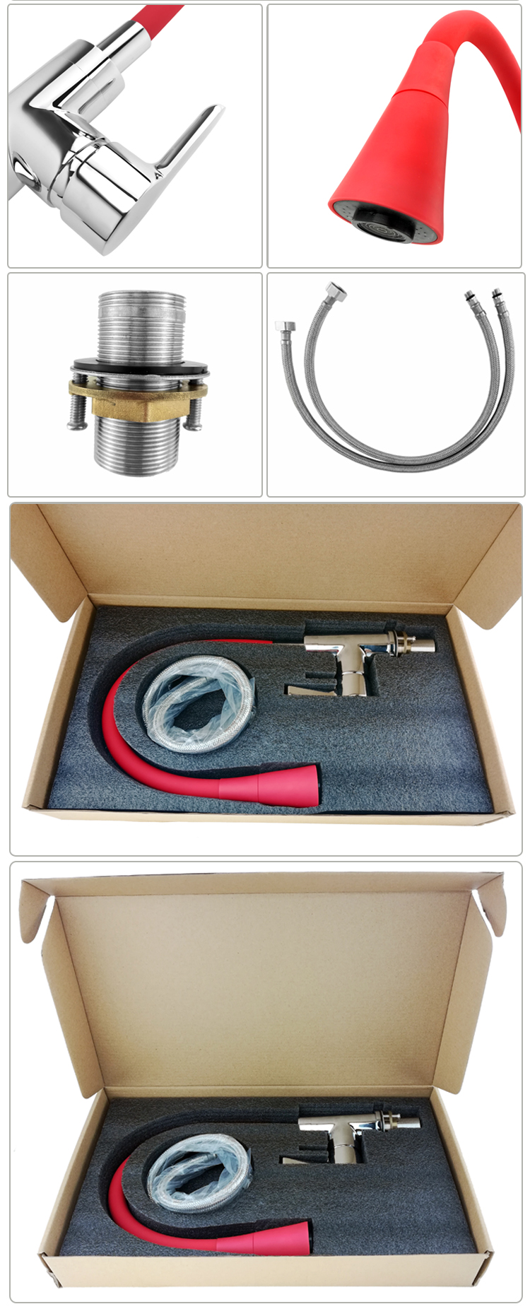 Hot And Cold Water 1/2*60cm SS304 Hose Flexible Kitchen Faucet