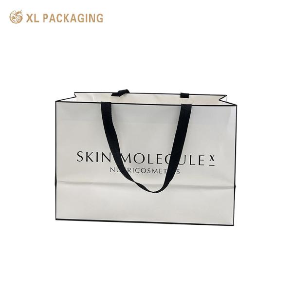 Custom Printed Paper Bags Cardboard Luxury White art Paper Gift Bag With Ribbon