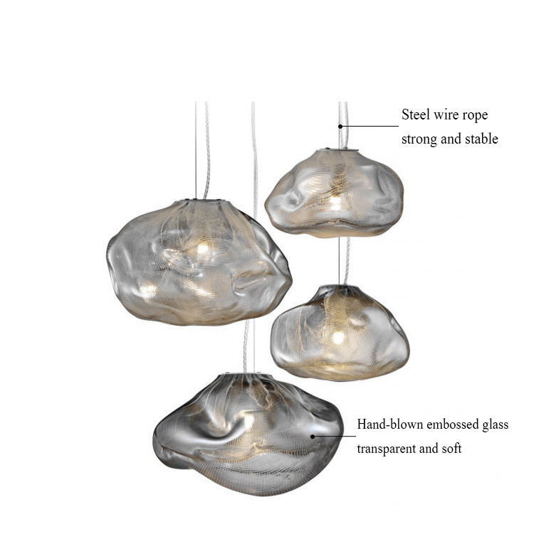 Design Smoky Grey Glass Pendant Light Art Restaurant Living Room 73 Random Pendant Light(WH-GP-150)