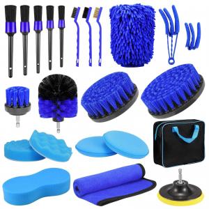  Car Washing Kit 23 Pcs  Auto Detailing Brush Blue For Wheels Dashboard Cleaning Manufactures