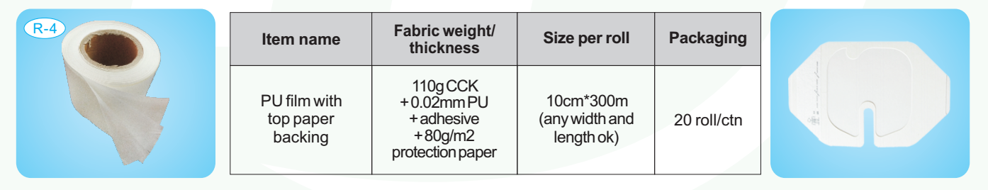 surgical incise drape PU film in roll