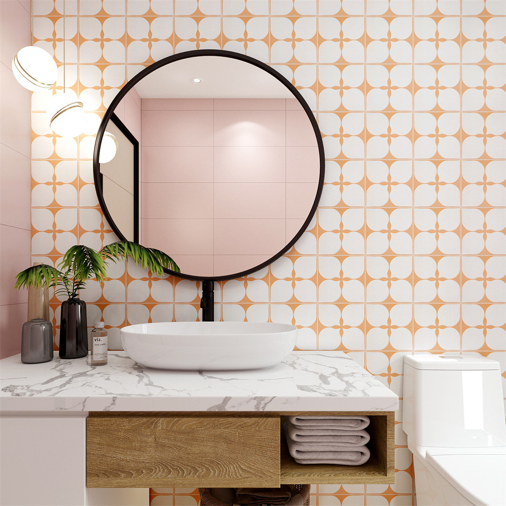 Eco-Friendly Beige 200x200mm Floor And Wall Floret Ceramic Rustic Tiles For Balcony And Bathroom